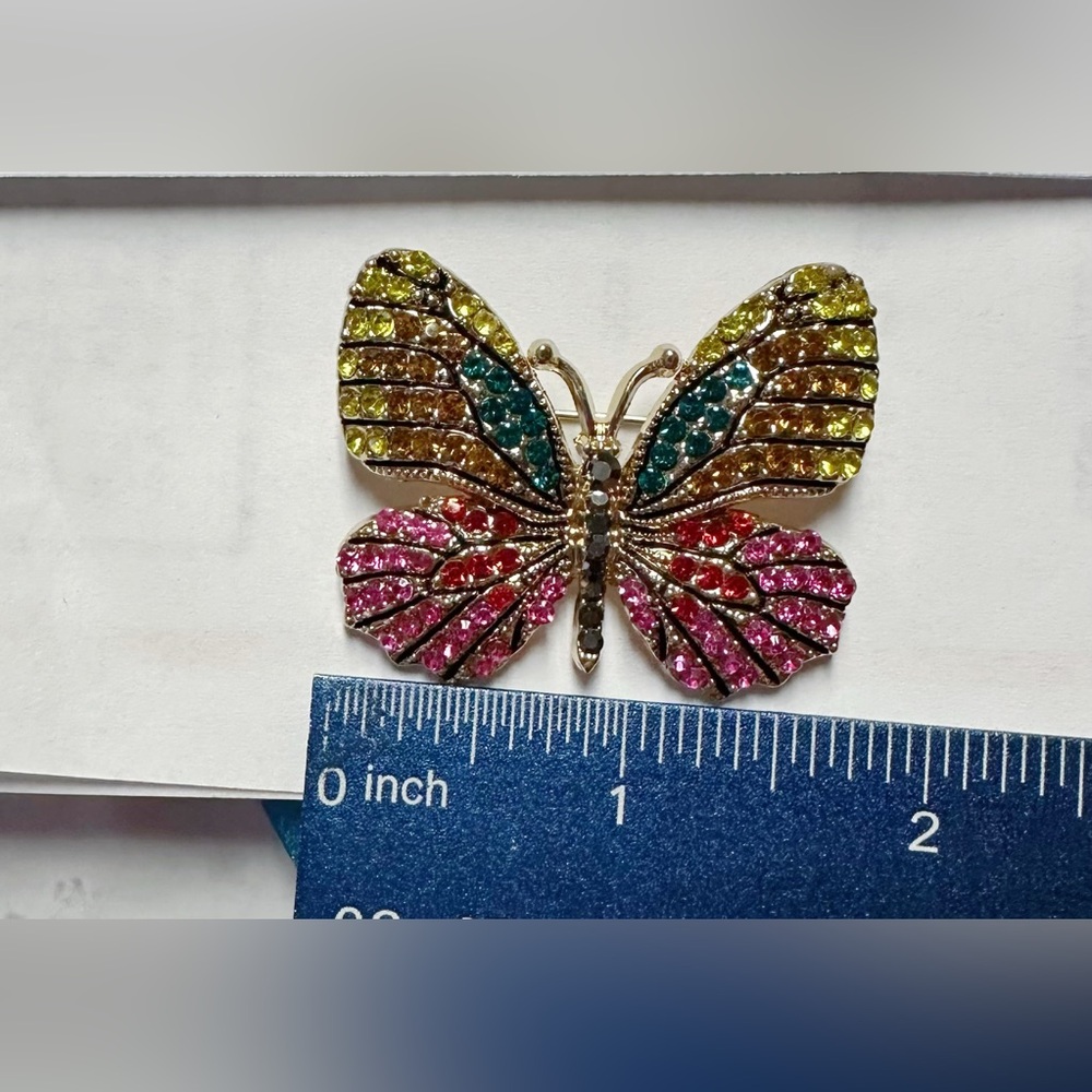New Colorful Rhinestone Butterfly Brooch - Picture 8 of 8
